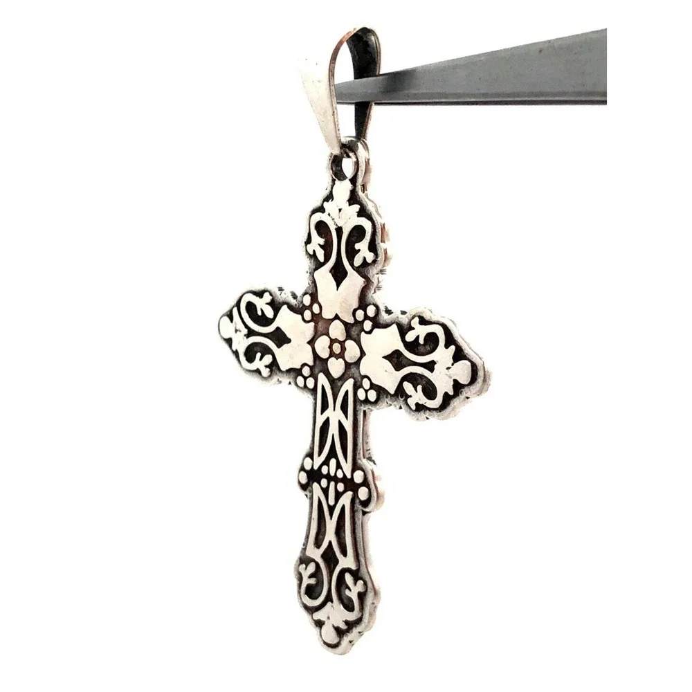 Designer CII Mexico 925 Sterling Silver Statement Cross Pendant - Picture 4 of 9